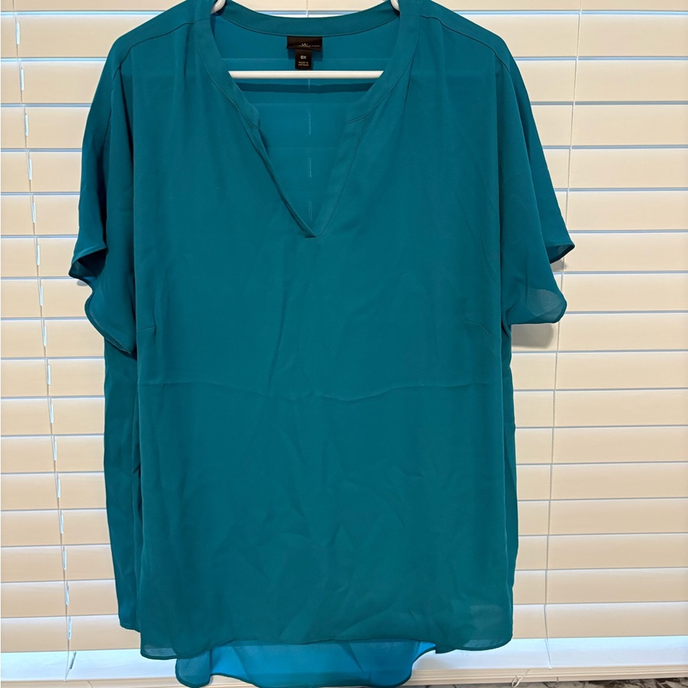 Worthington Green Short Sleeve Relaxed Blouse